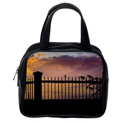 Small Bird Over Fence Backlight Sunset Scene Classic Handbags (one Side) by dflcprints