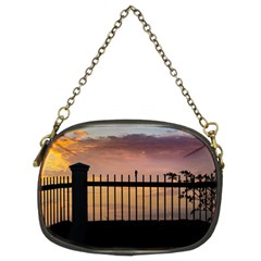 Small Bird Over Fence Backlight Sunset Scene Chain Purses (two Sides)  by dflcprints