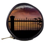 Small Bird Over Fence Backlight Sunset Scene Mini Makeup Bags Back