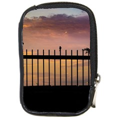 Small Bird Over Fence Backlight Sunset Scene Compact Camera Cases by dflcprints