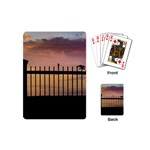 Small Bird Over Fence Backlight Sunset Scene Playing Cards (Mini)  Back