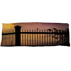 Small Bird Over Fence Backlight Sunset Scene Body Pillow Case (dakimakura) by dflcprints