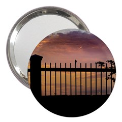 Small Bird Over Fence Backlight Sunset Scene 3  Handbag Mirrors by dflcprints