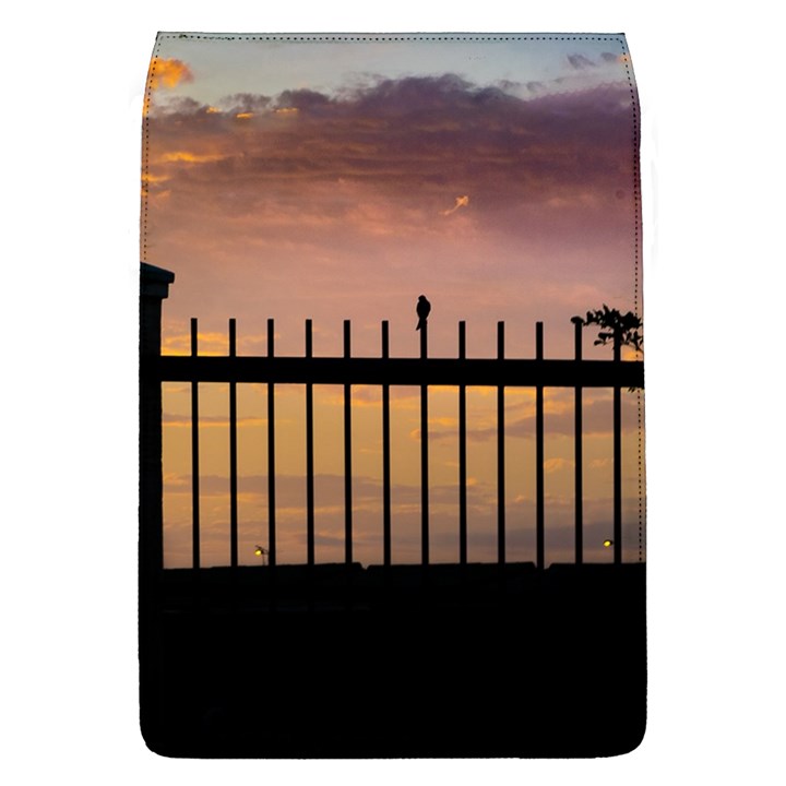 Small Bird Over Fence Backlight Sunset Scene Flap Covers (L) 