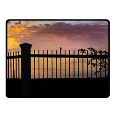 Small Bird Over Fence Backlight Sunset Scene Double Sided Fleece Blanket (small)  by dflcprints