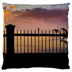 Small Bird Over Fence Backlight Sunset Scene Standard Flano Cushion Case (one Side) by dflcprints