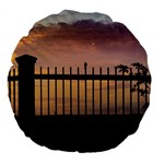 Small Bird Over Fence Backlight Sunset Scene Large 18  Premium Flano Round Cushions Front