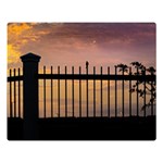 Small Bird Over Fence Backlight Sunset Scene Double Sided Flano Blanket (Large)  Blanket Back