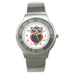 Owl Logo Stainless Steel Watch by BangZart