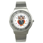 Owl Logo Stainless Steel Watch Front