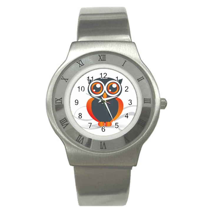 Owl Logo Stainless Steel Watch