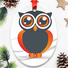 Owl Logo Oval Ornament (two Sides) by BangZart