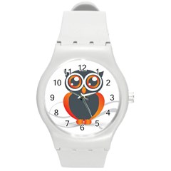 Owl Logo Round Plastic Sport Watch (m) by BangZart