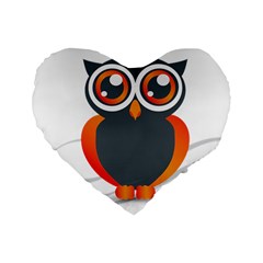 Owl Logo Standard 16  Premium Flano Heart Shape Cushions by BangZart