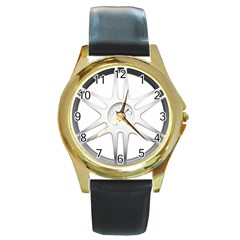 Wheel Skin Cover Round Gold Metal Watch by BangZart