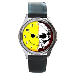 Skull Behind Your Smile Round Metal Watch by BangZart