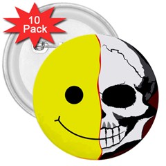 Skull Behind Your Smile 3  Buttons (10 Pack)  by BangZart