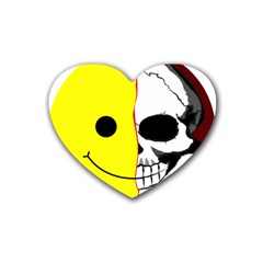 Skull Behind Your Smile Rubber Coaster (heart)  by BangZart