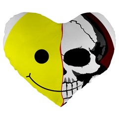 Skull Behind Your Smile Large 19  Premium Heart Shape Cushions by BangZart