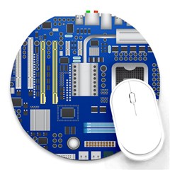 Classic Blue Computer Mainboard Round Mousepads by BangZart