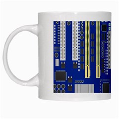 Classic Blue Computer Mainboard White Mugs by BangZart