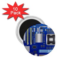 Classic Blue Computer Mainboard 1 75  Magnets (10 Pack)  by BangZart