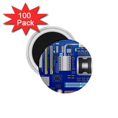 Classic Blue Computer Mainboard 1 75  Magnets (100 Pack)  by BangZart