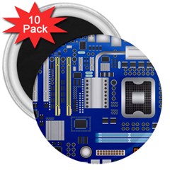 Classic Blue Computer Mainboard 3  Magnets (10 Pack)  by BangZart