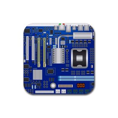 Classic Blue Computer Mainboard Rubber Coaster (square)  by BangZart