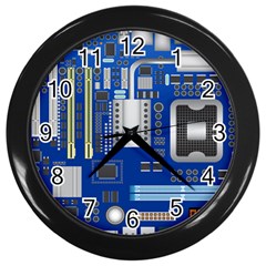 Classic Blue Computer Mainboard Wall Clocks (black) by BangZart