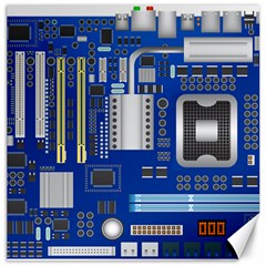 Classic Blue Computer Mainboard Canvas 12  X 12   by BangZart