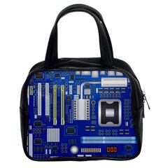 Classic Blue Computer Mainboard Classic Handbags (2 Sides) by BangZart