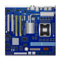 Classic Blue Computer Mainboard Face Towel by BangZart