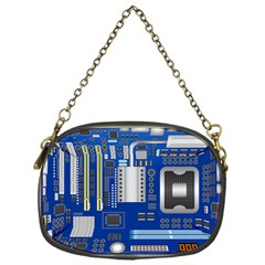 Classic Blue Computer Mainboard Chain Purses (one Side)  by BangZart