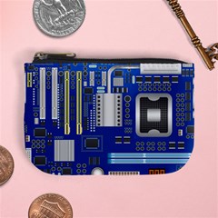 Classic Blue Computer Mainboard Mini Coin Purses by BangZart