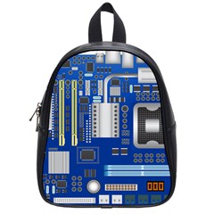 Classic Blue Computer Mainboard School Bags (small)  by BangZart