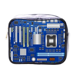 Classic Blue Computer Mainboard Mini Toiletries Bags by BangZart