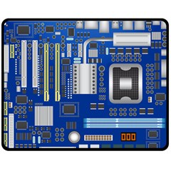 Classic Blue Computer Mainboard Double Sided Fleece Blanket (medium)  by BangZart