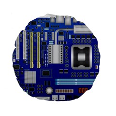 Classic Blue Computer Mainboard Standard 15  Premium Flano Round Cushions by BangZart