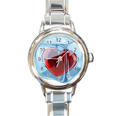 Heart In Ice Cube Round Italian Charm Watch by BangZart