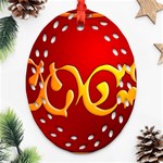 Easter Decorative Red Egg Ornament (Oval Filigree) Front