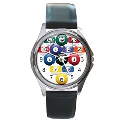 Racked Billiard Pool Balls Round Metal Watch by BangZart