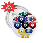 Racked Billiard Pool Balls 2.25  Buttons (100 pack)  Front