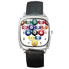 Racked Billiard Pool Balls Square Metal Watch by BangZart