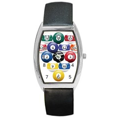 Racked Billiard Pool Balls Barrel Style Metal Watch by BangZart