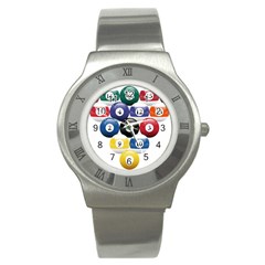 Racked Billiard Pool Balls Stainless Steel Watch by BangZart