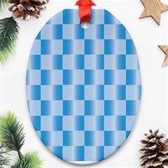 Blue Plaided Pattern Ornament (oval)