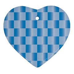 Blue Plaided Pattern Ornament (heart) by paulaoliveiradesign