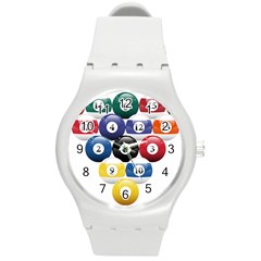 Racked Billiard Pool Balls Round Plastic Sport Watch (m) by BangZart