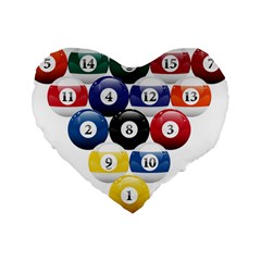 Racked Billiard Pool Balls Standard 16  Premium Heart Shape Cushions by BangZart